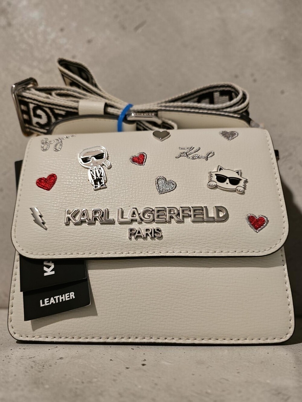 Karl Lagerfeld White Leather Crossbody Bag with Charms - Picture 8 of 8